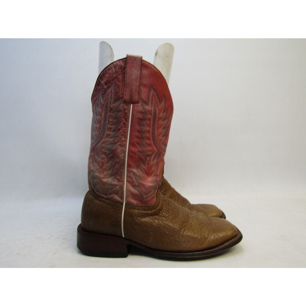 HP Horsepower Mens 9.5 D Pink Brown All Leather Cowboy Boots